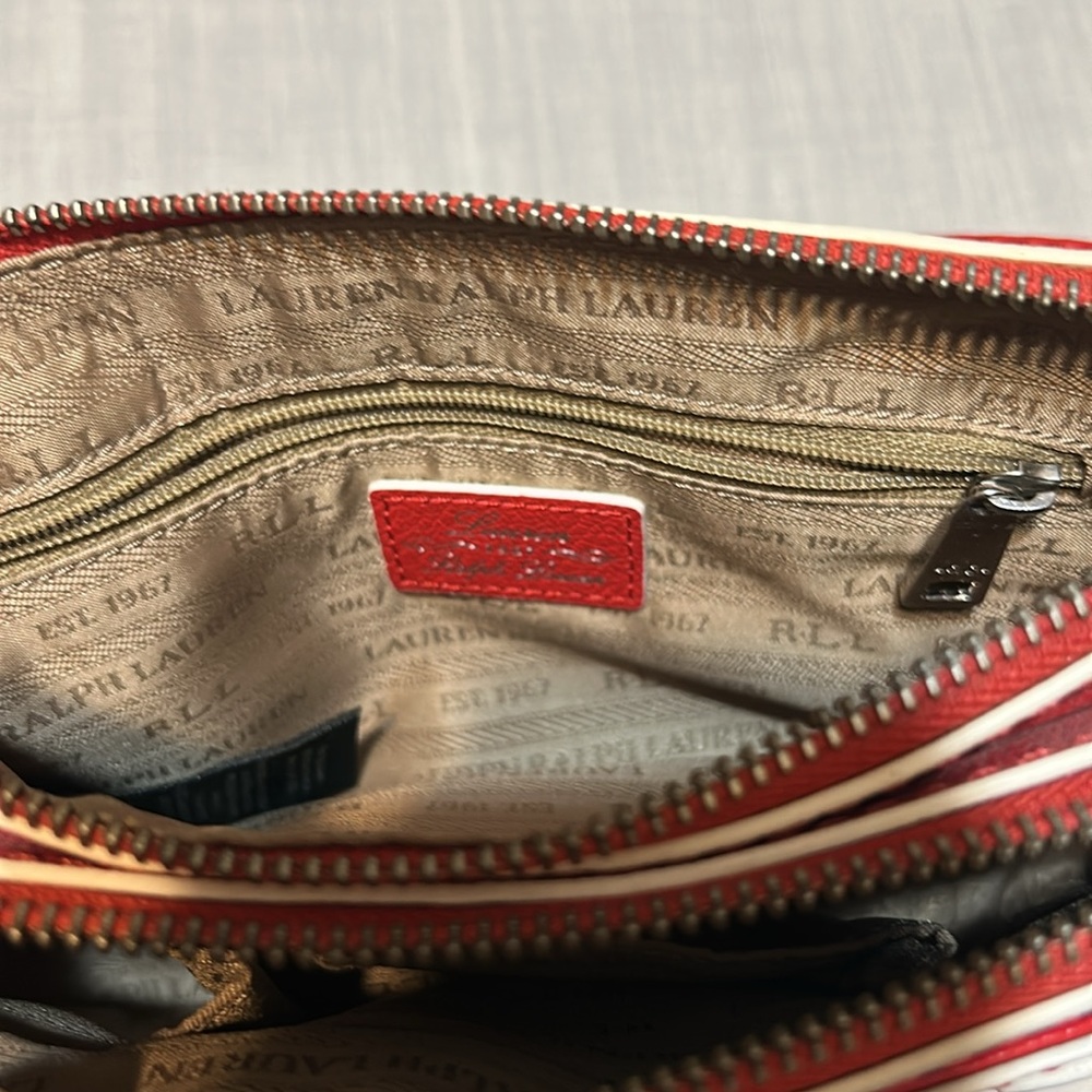 Lauren Ralph Lauren Gladstone Double Zip Crossbody Poppy Ore Sq - Picture 6 of 7